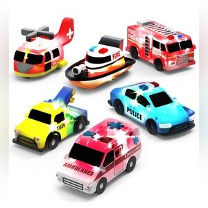 Emergency Vehicle Bath Toy Set - Red, Blue, Yellow
